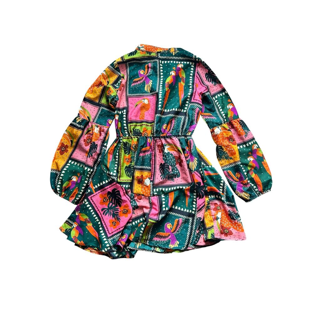 LIVE 4 TRUTH Tropical Boho Parrot Patchwork Mini Dress Size Small NWT - Picture 4 of 4